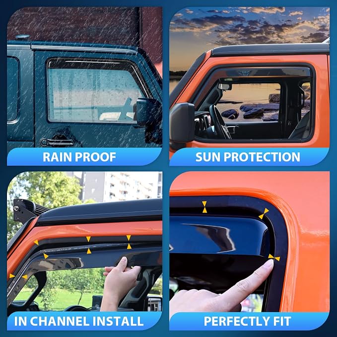 Nilight Durable in Channel Rain Guards - Image 3