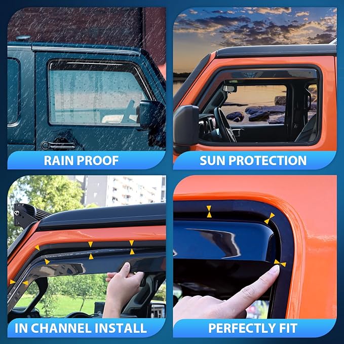 Nilight in Channel Rain Guards for Ram 1500 2009 2010 2011 2012 2013 2014 2015 - Image 4