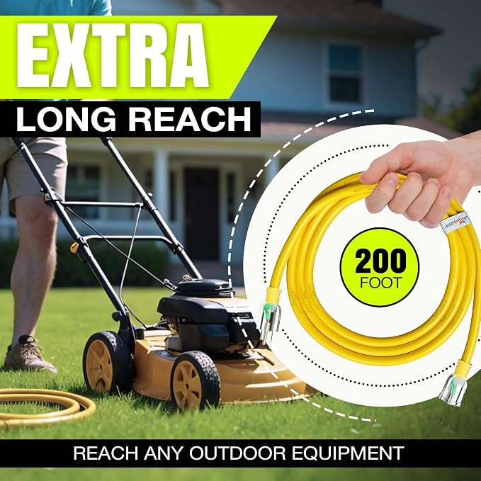 200ft Outdoor/Indoor Extension Cord 10/3 Gauge Ultra Heavy Duty 3 Prong SJTW - Image 6