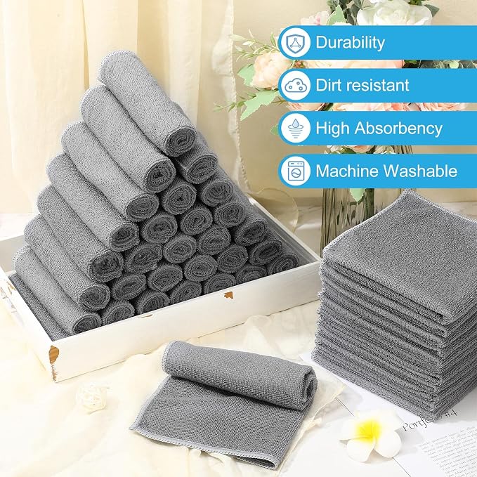 Tenare 100 Pack 12'' x 12'' Microfiber Cleaning Cloths Reusable Cleaning Rags - Image 4
