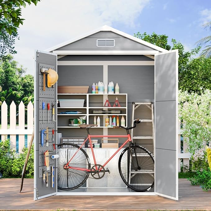 6x3 FT Resin Storage Shed, Waterproof Outdoor Shed - Image 8