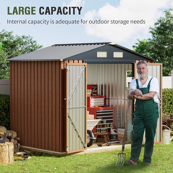8x6 Ft Storage Shed, Large Outdoor Shed - Image 4