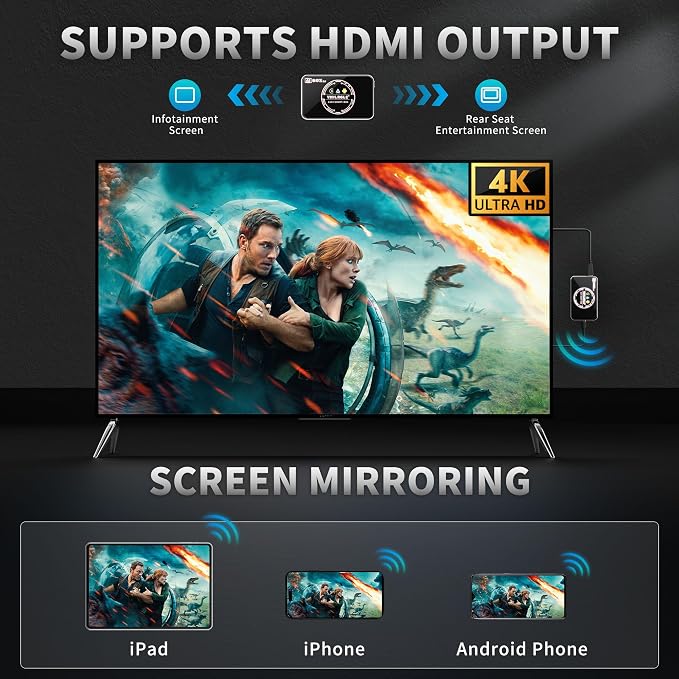 4-in-1 Wireless CarPlay Adapter & Android Auto Wireless Adapter, Stream Netflix - Image 9