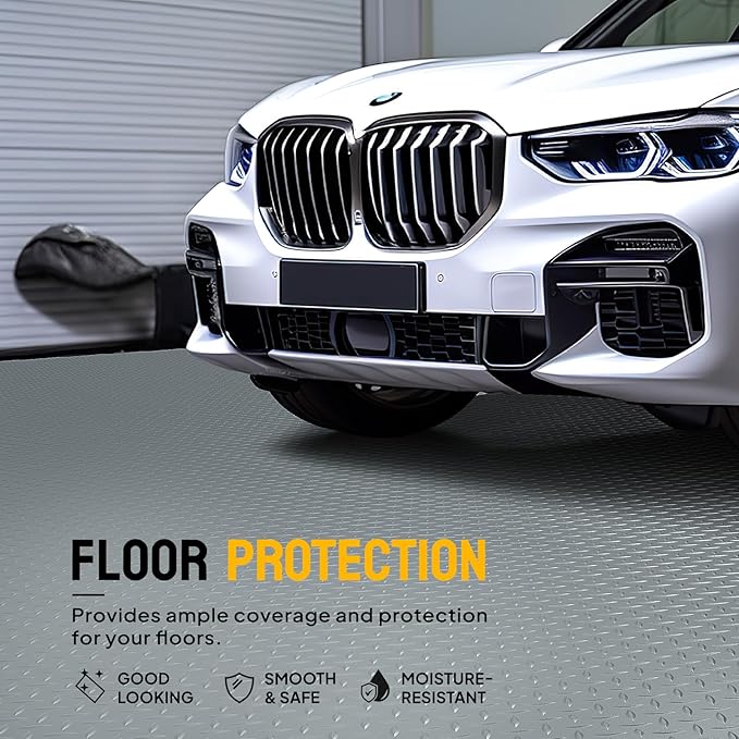 TUFFIOM 7'87'' x 22 FT Garage Floor Mat, Thickened Diamond Plate PVC Garage - Image 2