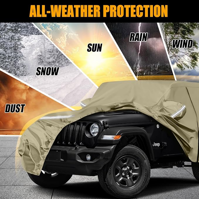 Waterproof Car Covers Replace for 2007-2025 Jeep Wrangler 2 Door, Windproof - Image 5