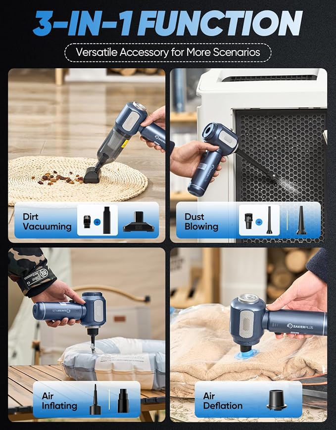 Mini Vacuum Cleaner, Cordless Car Vacuum, 17500PA High Suction, 3 in 1 Handheld - Image 3
