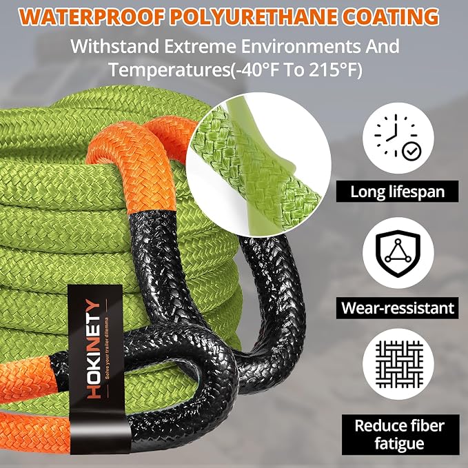 Kinetic Recovery Tow Rope: 1-1/8" x 20ft 48000LBS Snatch Strap - Image 5