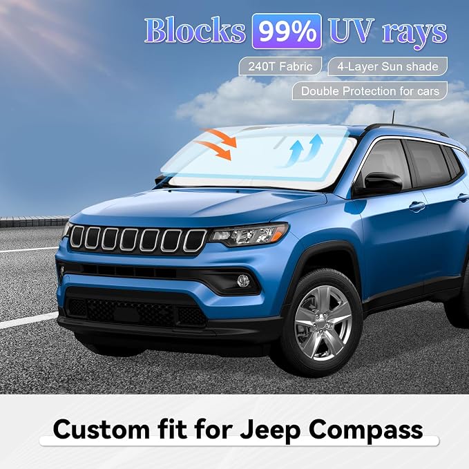 Sun Shade Sunshade for Jeep Compass Windshield Cover, 4-Layer Front Window - Image 2