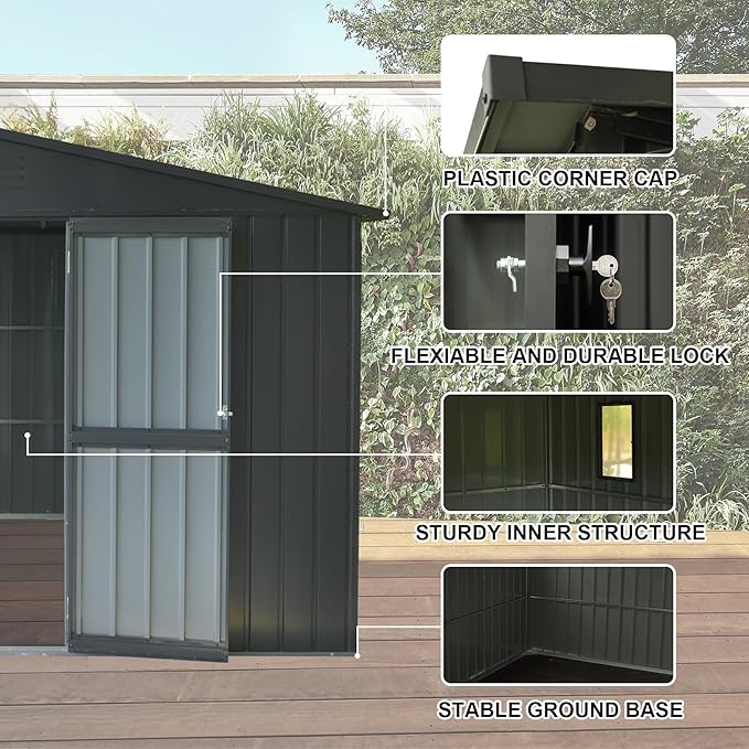 Domi Outdoor Storage Shed 11' x 12.5', Metal Sheds Steel Utility Tool Storage - Image 3