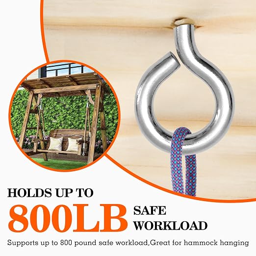 4Pcs Self Tapping Eyelet Screw Eye Bolt，6 Inch Heavy Duty Screw Eyes Hooks ，M10 - Image 5
