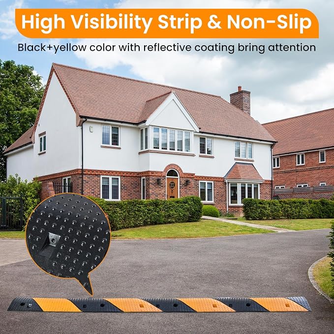 Rubber Speed Bumps for Road, 78.7'' Total Long, 66000 LBS Load Capacity - Image 7