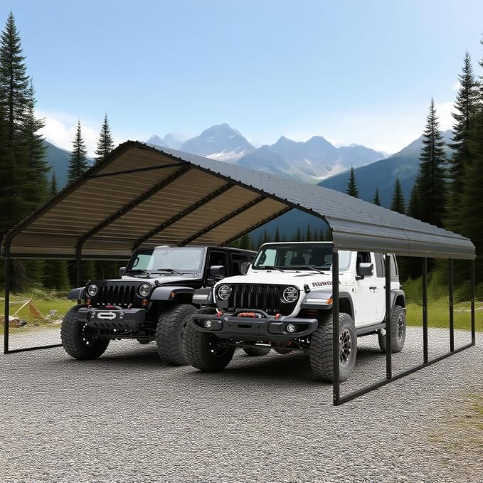 Heavy Duty Metal Carport 20x20 ft Galvanized Steel Frame RV Carport Storage All by Unknown