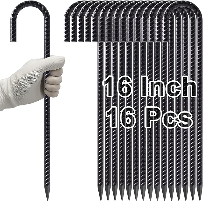 VVOKGO Rebar Stakes 16 Inches J Hook Heavy Duty Chain Link Fence Stakes by VVOKGO