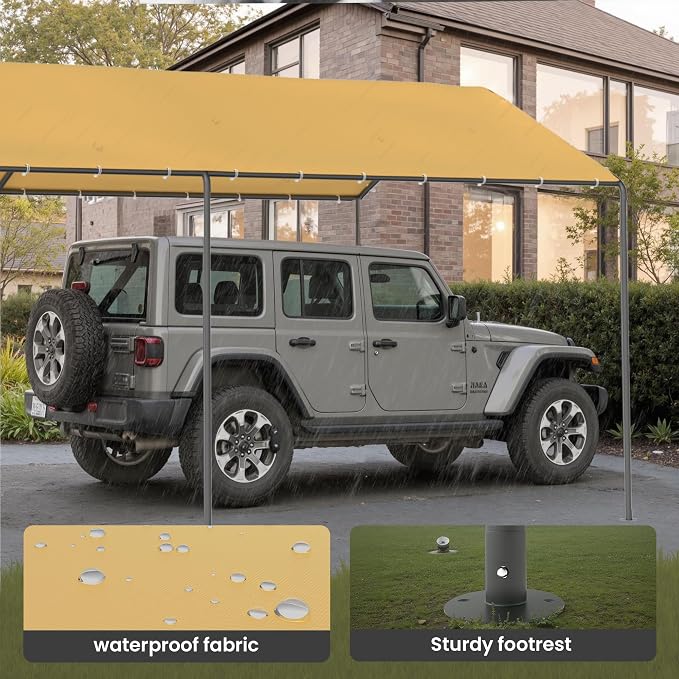 Carport, 10‘ x 20’ Heavy Duty Portable Garage All-Season Car Canopy w/Removable - Image 3