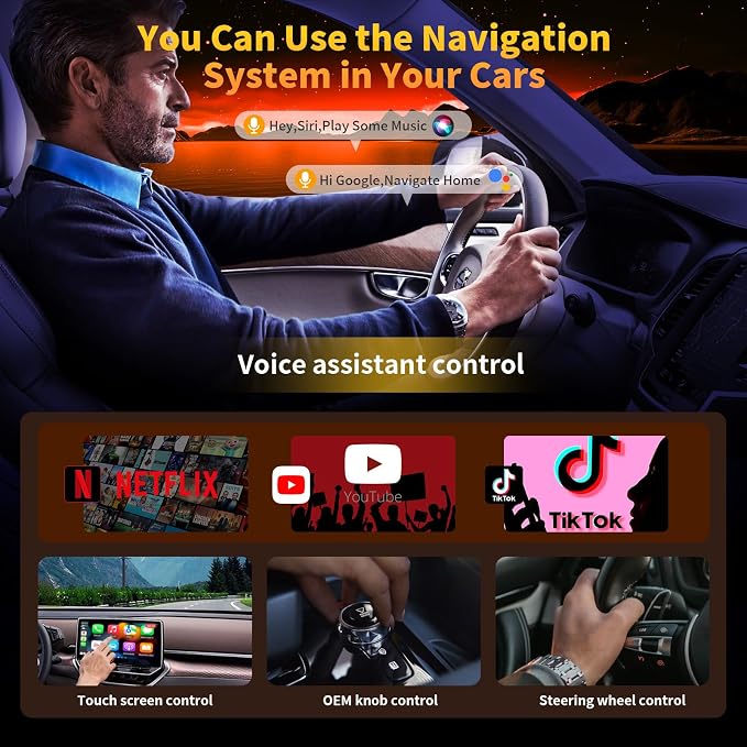 4-in-1 Carplay Ai Box, Wireless CarPlay & Android Auto Adapter, Compatible - Image 5