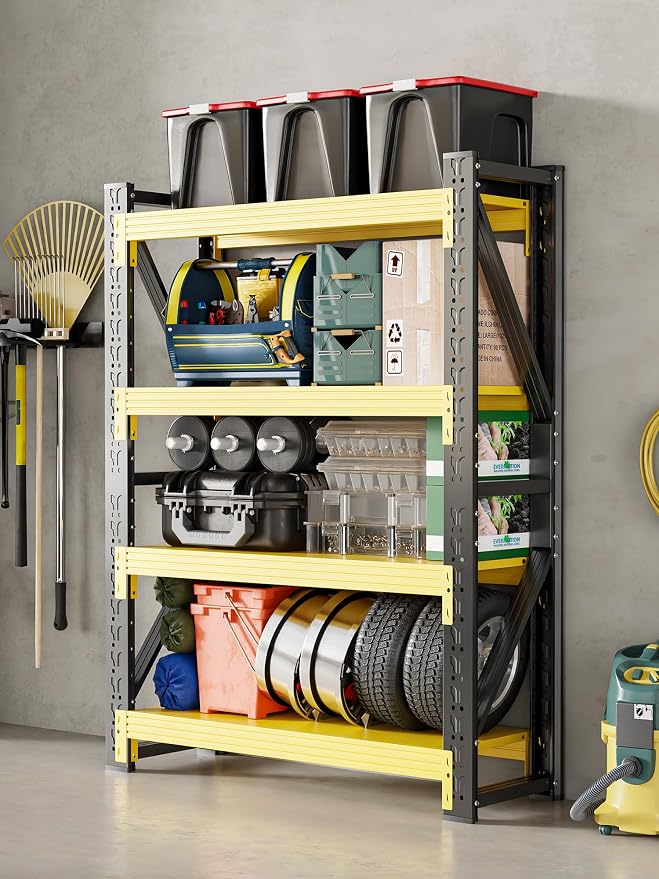4-Tier Storage Shelves, Adjustable Industrial Metal Shelf System, 000lbs - Image 4