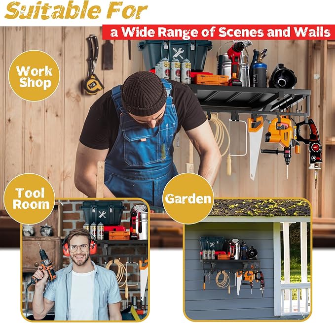 2pcs Garage Wall Shelving - 42in Extra Large Heavy Duty Floating Shelves - Image 8