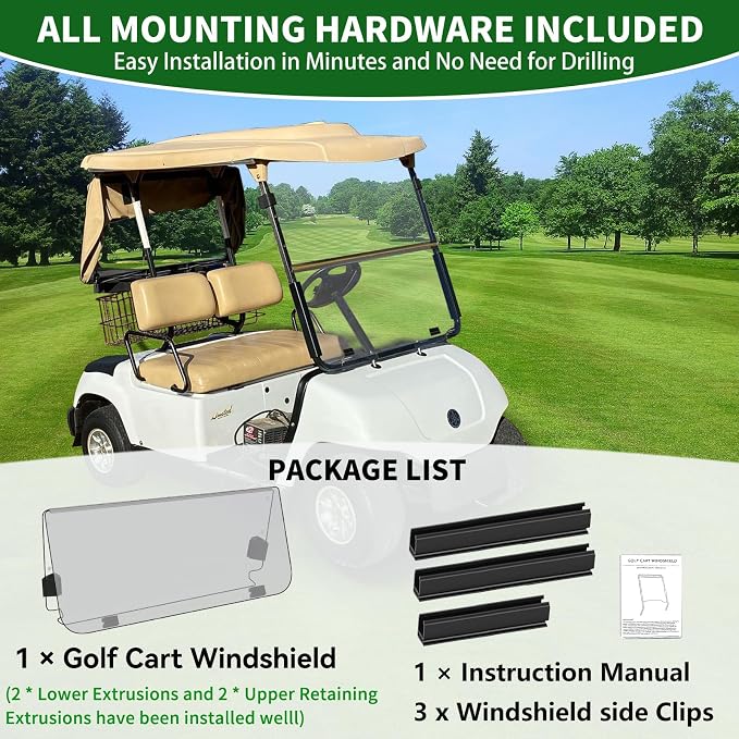 Golf Cart Foldable Windshield 3/16" Thicken Only Fits 2003-2006 Yamaha G22 - Image 6