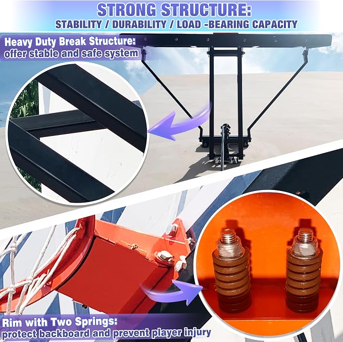 54.5" Wall Mounted Basketball Hoop Adjustable Height Basketball Goal Indoor - Image 5