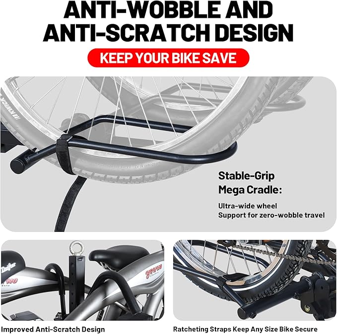 Rockland Foldable 2-Bike Rack, 200 lbs Capacity, Hitch Mount Bike Rack - Image 3