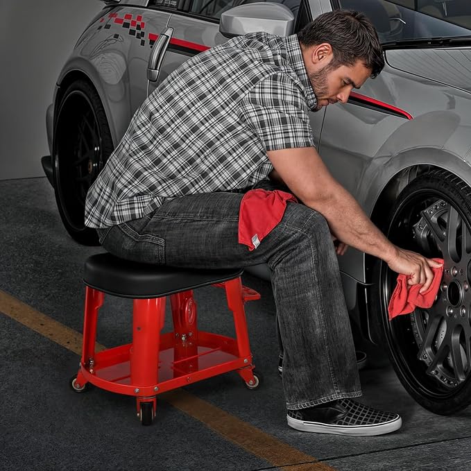 M-AUTO Heavy Duty Garage Rolling Work Seat 300LBS Capacity Mechanics Stool - Image 8