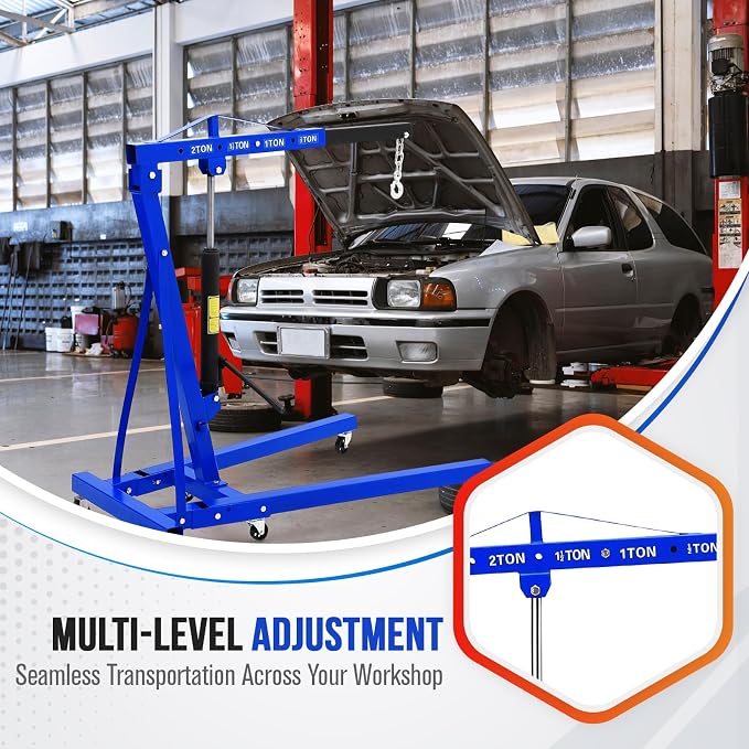 2 Ton Engine Hoist, Hydraulic Cherry Picker Engine Hoist Lift, 4400LBS Heavy - Image 5
