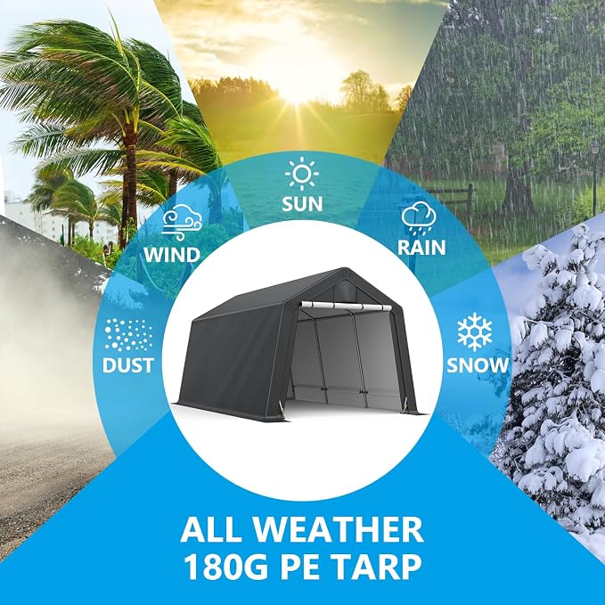 10x15FT Outdoor Storage Shelter Carport, Thickened Double-layer Heavy Duty - Image 3