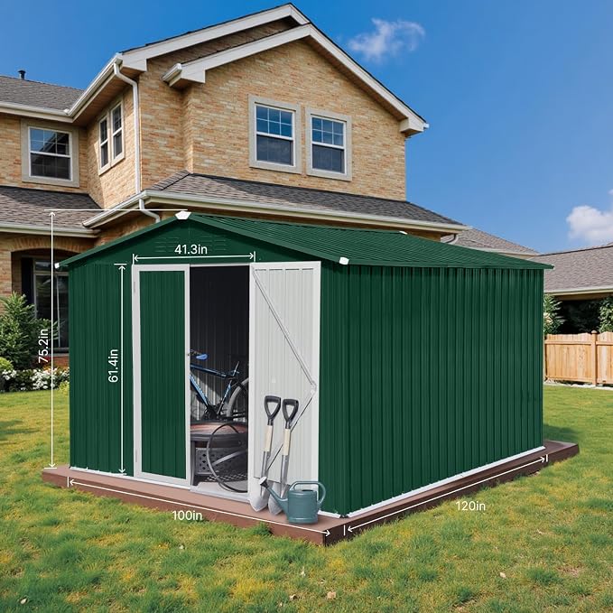 10' x 8' XL Outdoor Storage Shed, Sturdy Metal Building w/Lockable Doors - Image 3