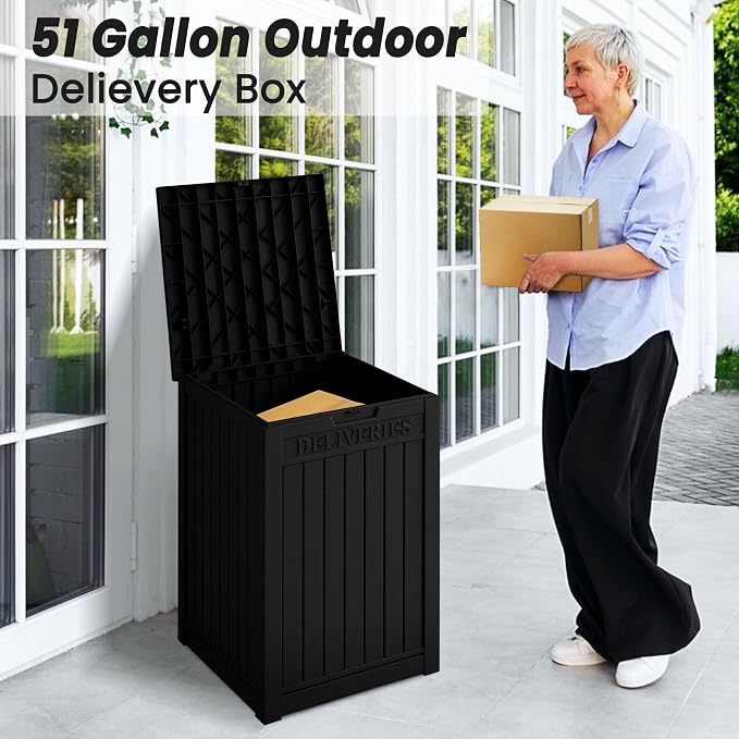 55 Gallon Lockable Resin Deck Box, Waterproof & UV-Resistant Outdoor Storage Box - Image 4
