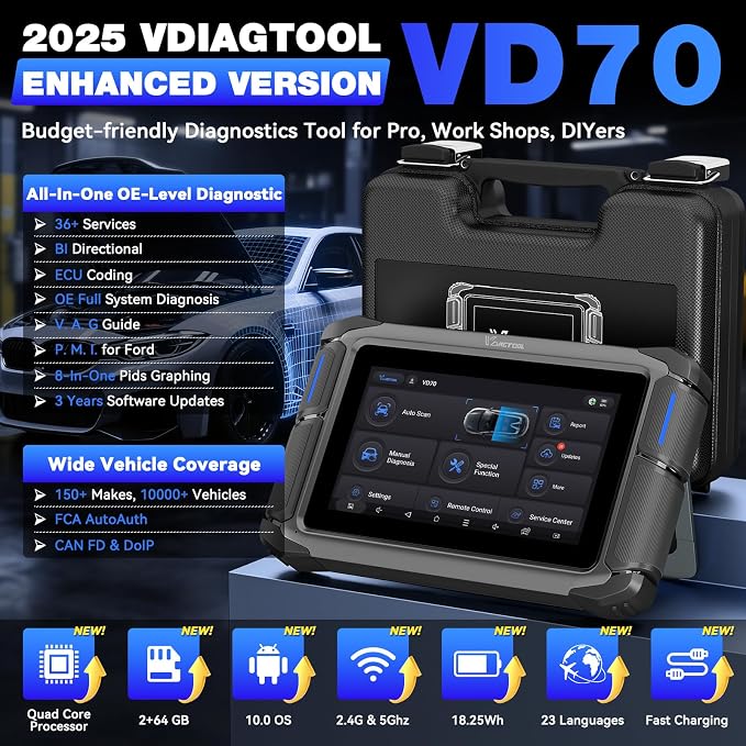 VDIAGTOOL Bidirectional Scan Tool VD70, OBD2 Scanner Diagnostic Tool - Image 2