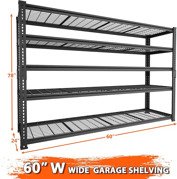 Storage Shelves Heavy Duty, 5-tier Adjustable Metal Industrial Utility Shelf - Image 3