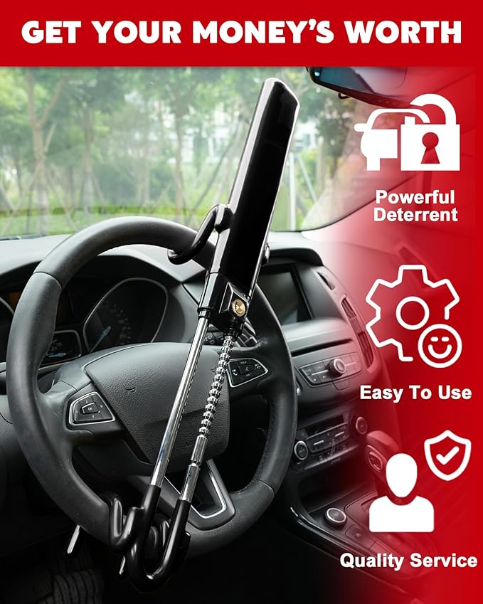 Tevlaphee Steering Wheel Lock Anti-Theft Car Device Heavy Duty Security Car - Image 6