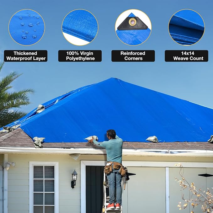 Tarp 16x20 Feet 14 Mil Heavy Duty Waterproof Tarp, Large Multipurpose Cover - Image 3