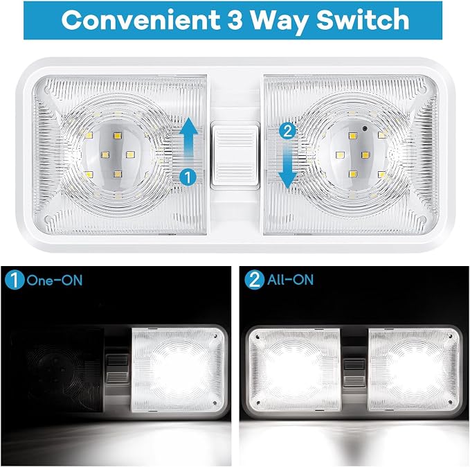 8 Pack RV Lights Interior 12V Led 8W Ceiling Double Dome Light 600 Lumen - Image 3