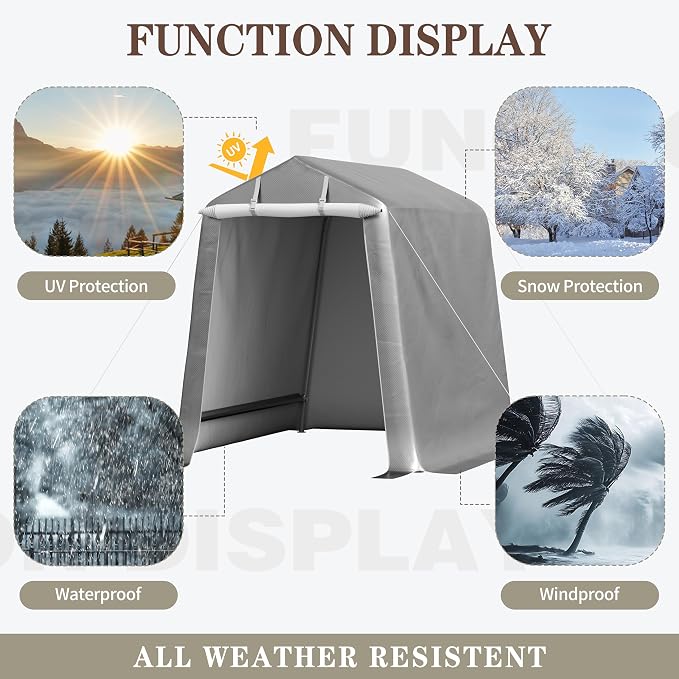 Shintenchi 6x6ft Outdoor Portable Storage Shelter Shed, Carport Storage Shed - Image 5