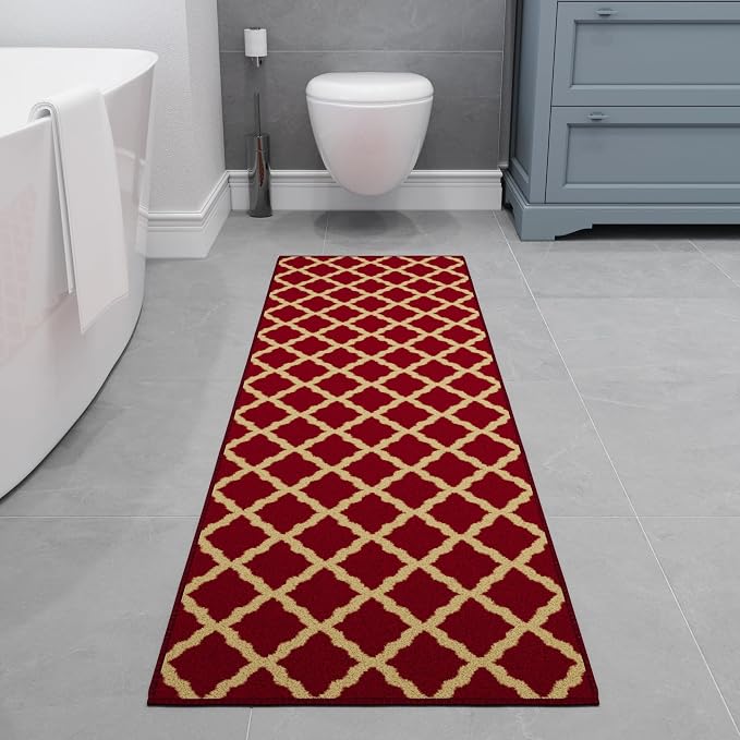 Ottomanson Hallway Runner Rug 1'10" x 7' Non Slip Trellis Area Rugs Easy to - Image 13