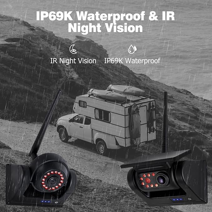 1080P 7" Magnetic Wireless RV Backup Camera System, 2 Rear Cameras + 2 Side - Image 3