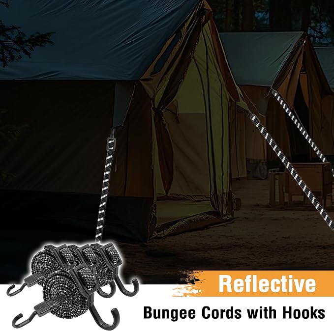 Bungee Cords with Hooks Heavy Duty, Flat Adjustable Bungee Cords with Hooks 40 - Image 2