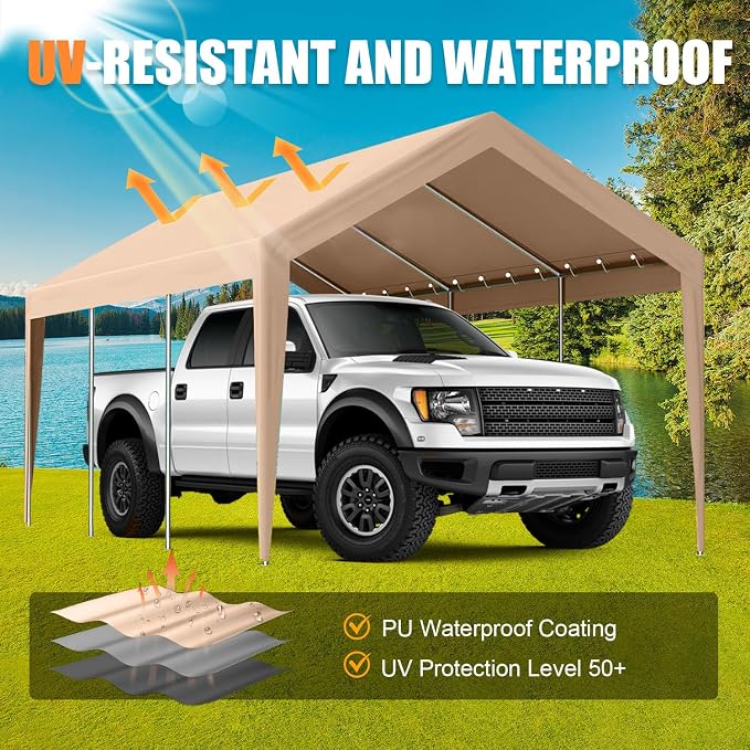 12'x20' Canopy Replacement Cover, Beefull Carport Replacement Canopy - Image 6