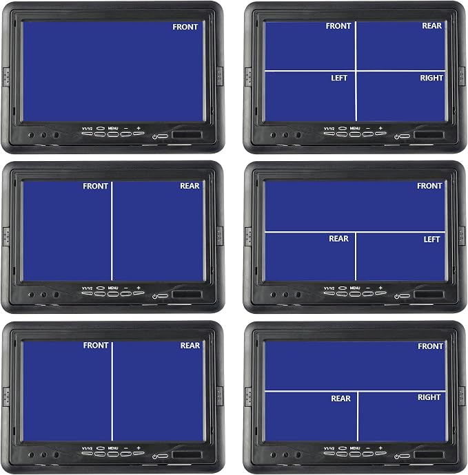 Anina 7 Inch Monitor Quad Split HD Screen 4 Channels RCA Video Inputs - Image 6