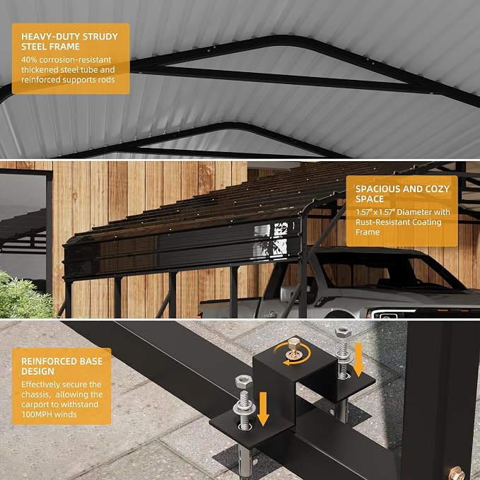 20' x 20' x 8.5' Heavy Duty Metal Carport - Image 5