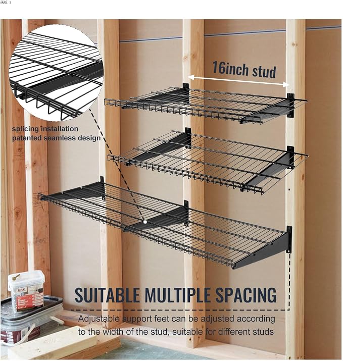 2 Pack Garage Wall Mounted Shelf, 27.6" x 11.4" Heavy Duty Wall Storage Shelves - Image 6