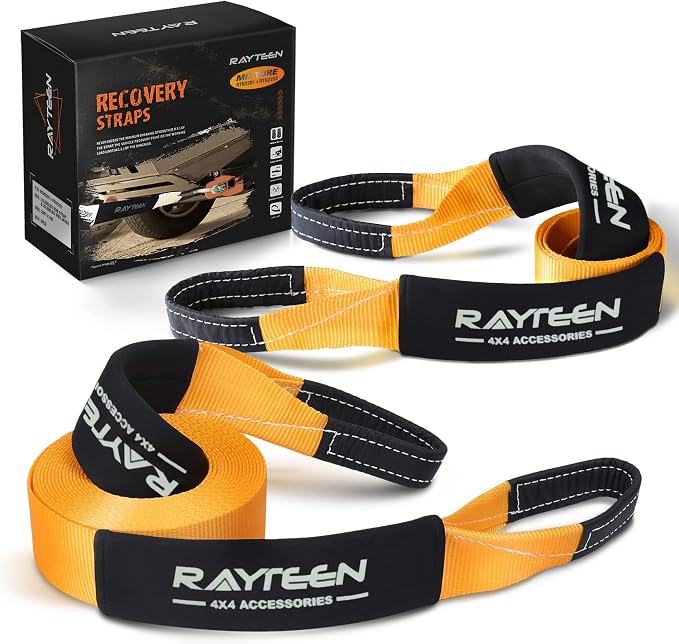 Genuine 33, 000lb Xtreme Heavy Duty Recovery Tow Strap + 20, 000lb Tree Saver by RAYTEEN