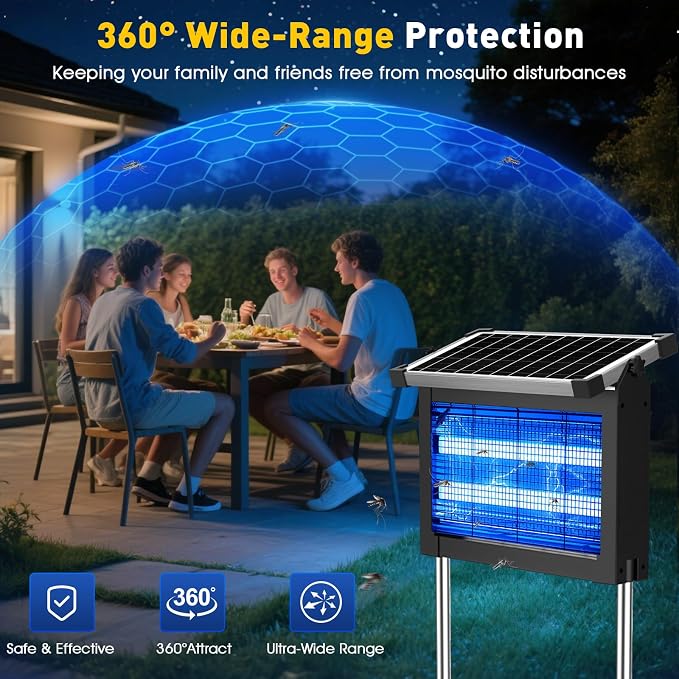 Bug Zapper Outdoor Solar Powered, Zwiran Mosquito Zapper Indoor - Image 2