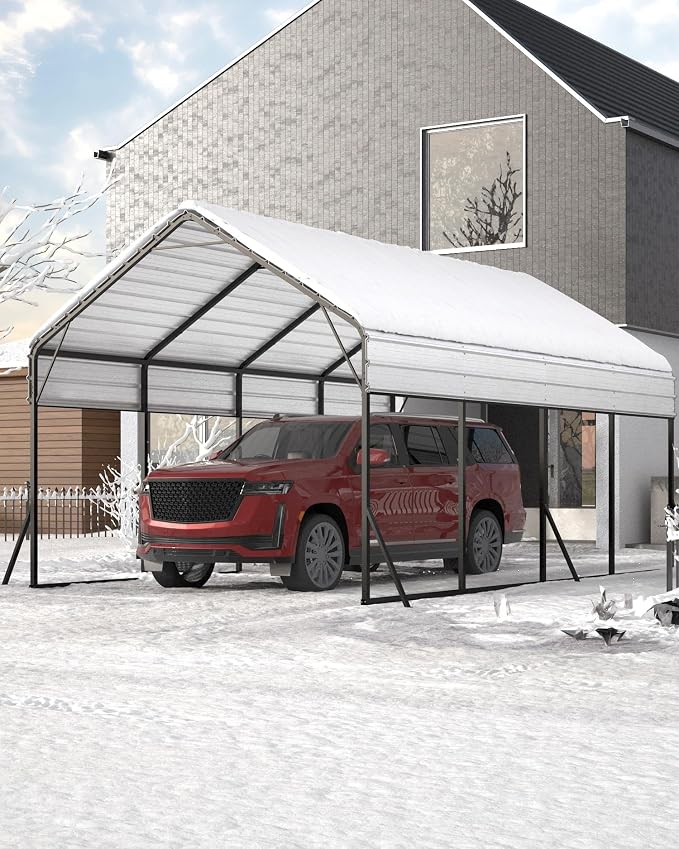 13'x21'x11' Oversized Metal Carport, Steel Heavy Duty Carport - Image 7