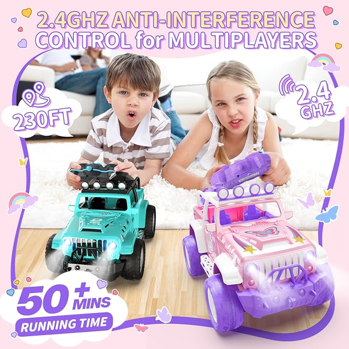 DEERC Pink Remote Control Car for Girls - Image 6