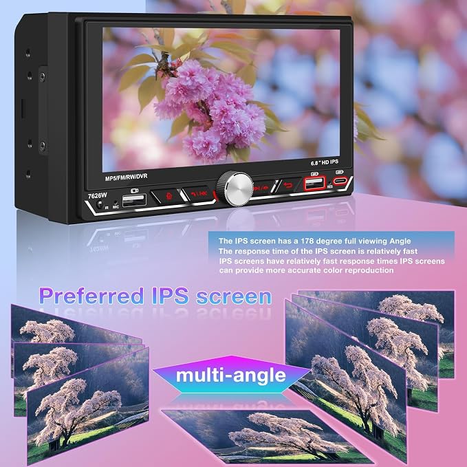 Wireless Apple CarPlay, Double Din Car Stereo, FM AM Car Radio, HD 1280*600 - Image 4
