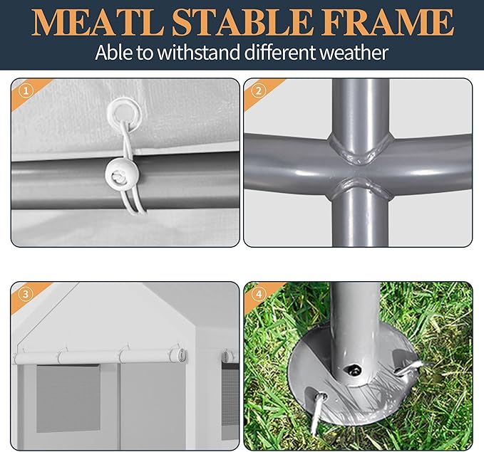 Shintenchi Carport 12' x 20' Heavy Duty Portable Garage, Car Port Canopy - Image 4