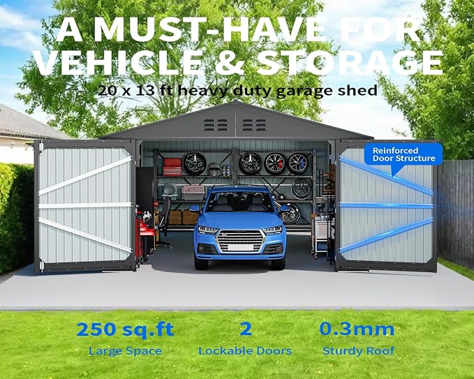 20 x 13 FT Outdoor Storage Shed, Metal Garage Shed - Image 2
