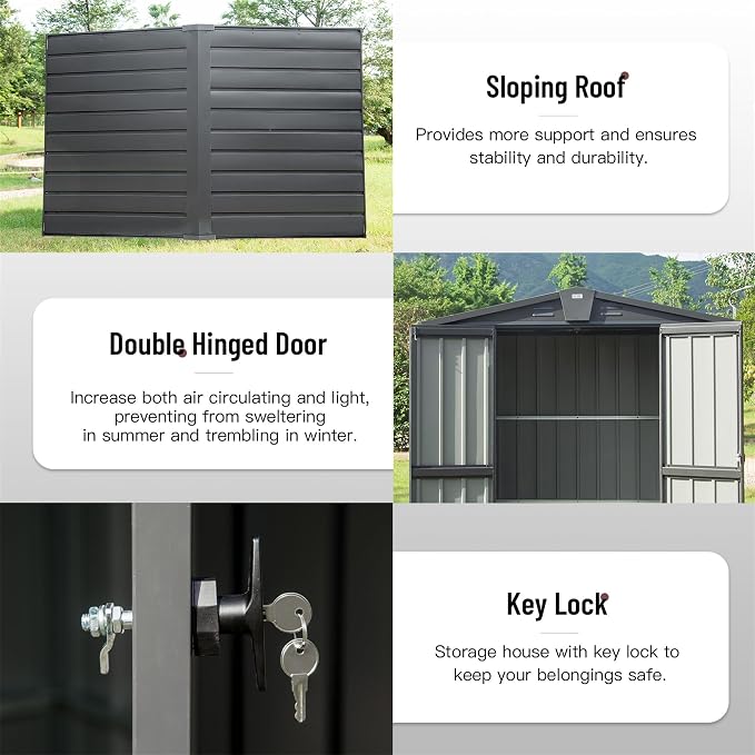 IKERY Galvanized Steel Garden Shed 5.7' x 3' - Image 6